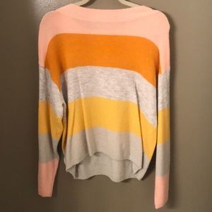 H&M pink gray striped sweater